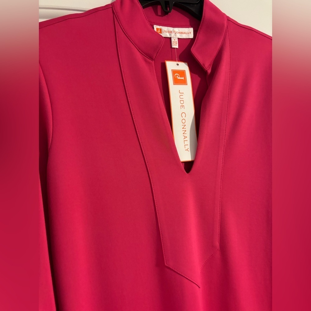 NWT Jude Connally Kate Sz S Ponte Sapphire Pink Ponte Dress Bracelet Sleeve - Picture 3 of 7